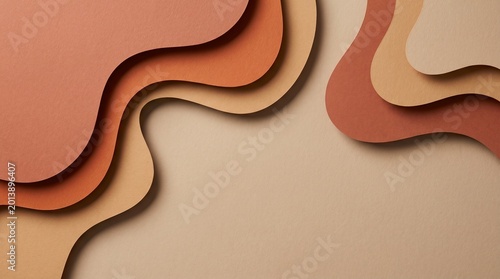 Layered paper cut abstract background in warm terracotta tones