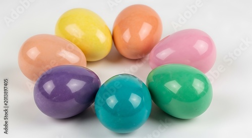 Colorful easter eggs on white background