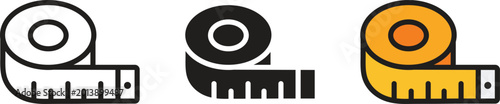 Measuring Tape Icon Set for Tailoring Fitness and Construction Measurement Concept