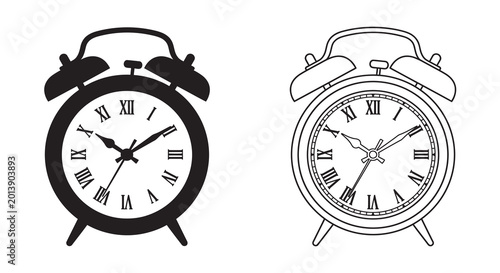 Photos Alarm clock silhouette on a white background