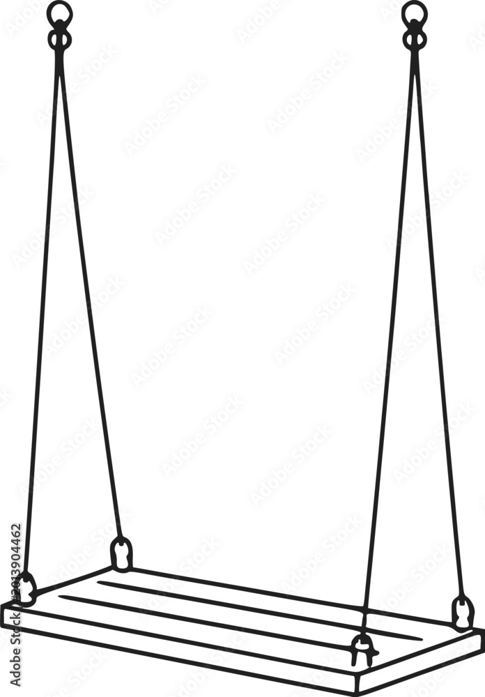 Fototapeta premium Minimalist Swing Line Drawing | Black White Playground Swing Vector Illustration