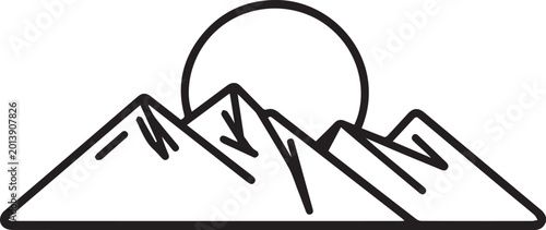 Bild auf Leinwand Abstract monochrome image of mountains and sun, a minimalist illustration