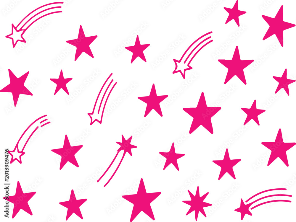 Obraz premium sparkle Star Pattern With Hand-Drawn Shooting Stars and Playful hand-drawn Decorative Background.