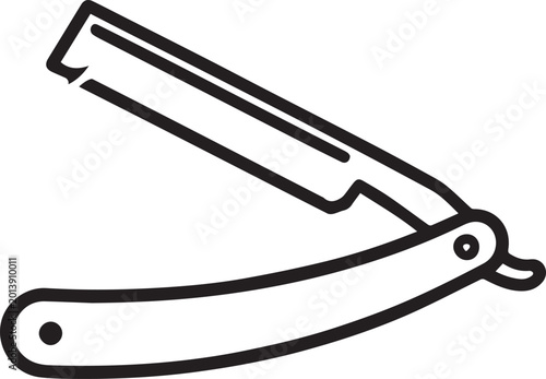 Canvas Print A detailed illustration showcases a classic straight razor, its sharp blade gleaming with precision and ready for a close, traditional shave