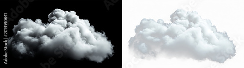 Foto Fluffy white cloud floating in a clear sky, isolated on a transparent background