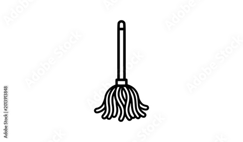 Konstfotografi Minimal mop icon simple cleaning vector illustration isolated on white backgroun
