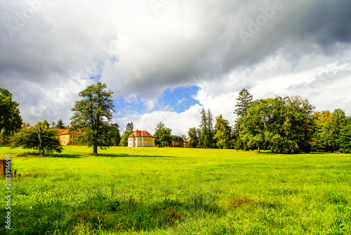 Canvas Print View of Wilhelmsthal Palace and the surrounding landscape.