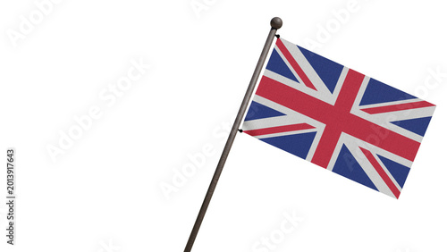 Bild auf Leinwand 3D render of the United Kingdom national flag waving on a pole, isolated against