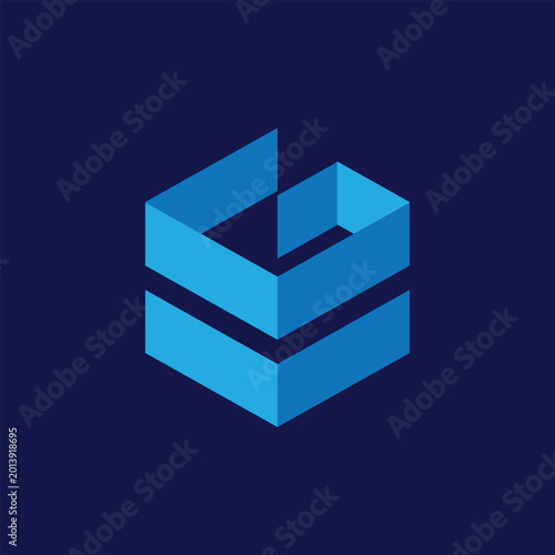 Tableau sur toile This is a logo design of initial G in 3D hexagonal shape in blue color combo on