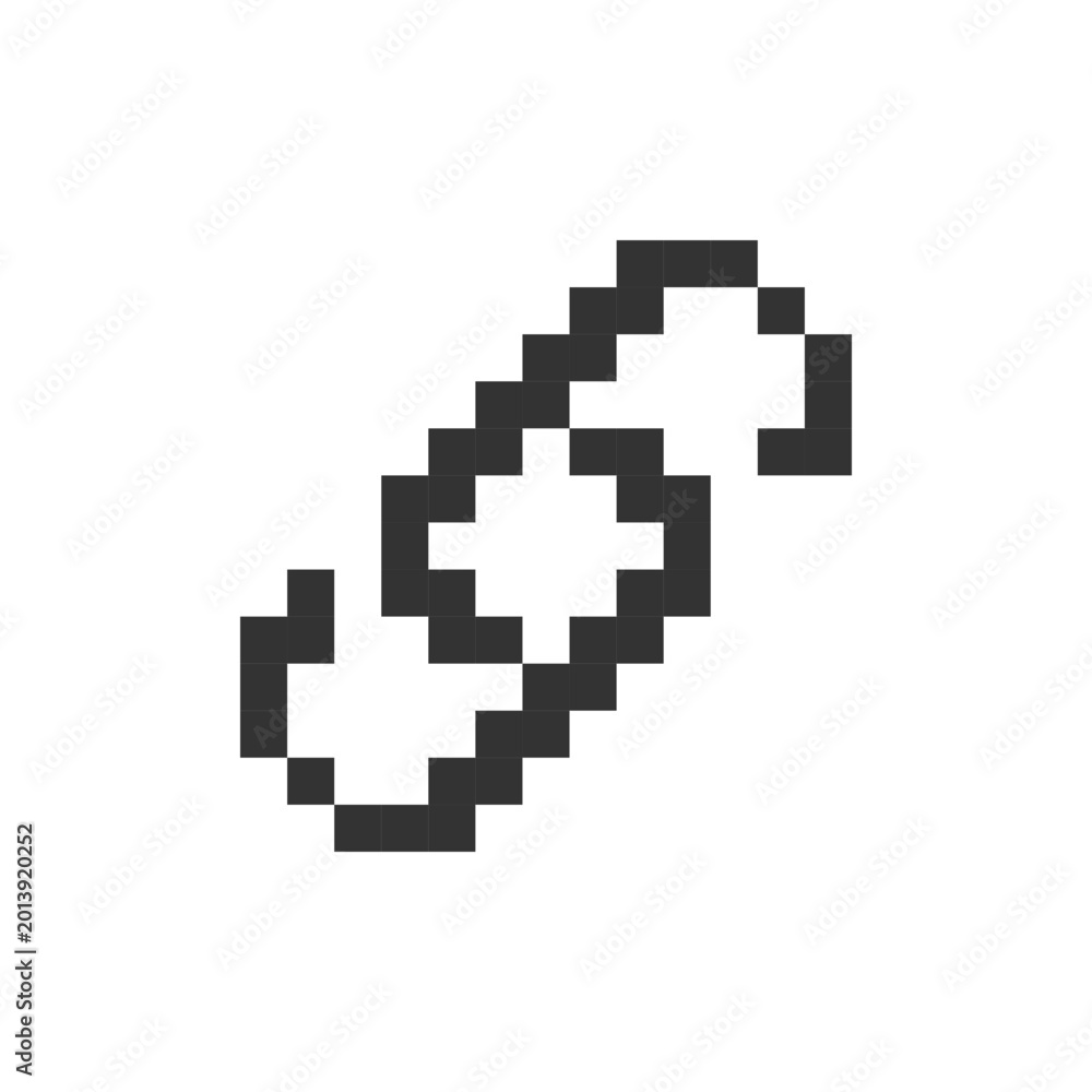 Fototapeta premium Resources and links pixelated ui icon. Sharing on social media. Linking chain. Editable 8bit graphic element. Outline isolated vector user interface image for web, mobile app. Retro style