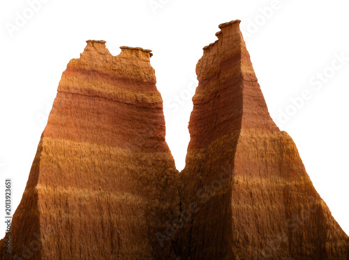 Fotografie Isolated weathered red rock hoodoos with unique erosion patterns, natural land f