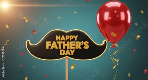 Happy Father's Day Mustache Balloon Confetti Celebration