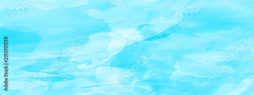 Foto Soft blue watercolor background with white abstract shapes and gentle waves, soft watercolor stains and abstract shapes vector illustration for design