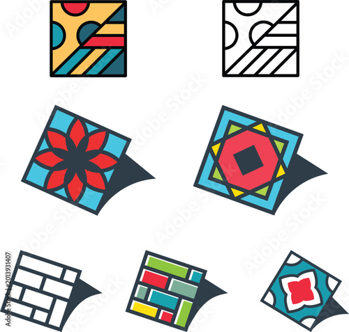 Set of the different mosaic tiles