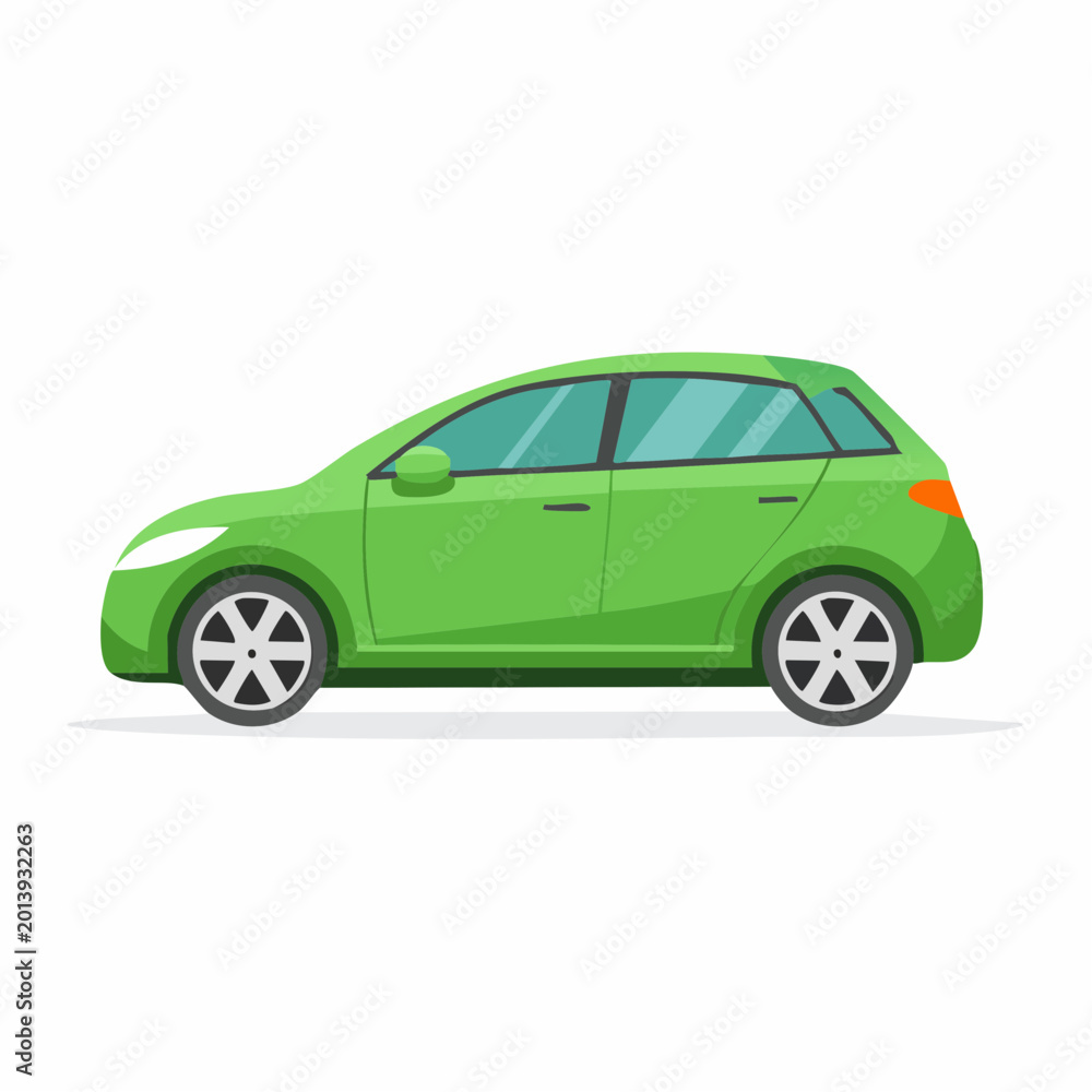 Fototapeta premium Green Hatchback Car Illustration
