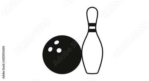Tableau sur toile Bowling ball and pin icon isolated on white background