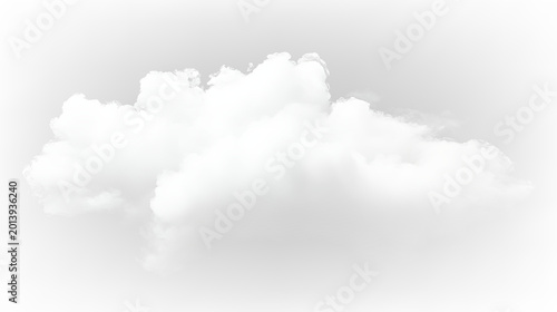 Fotografie Fluffy white cloud floating on a transparent background with soft edges and no d
