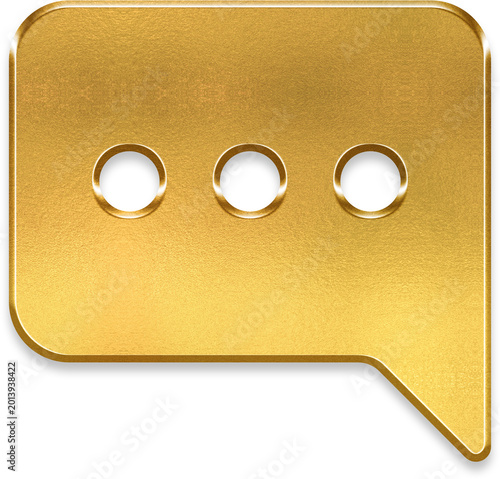 Bilde på lerret Luxury 3D golden right chat bubble with typing dots for outgoing message interfa