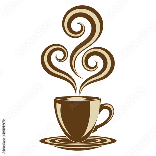 Foto Warm Embrace of Coffee: A comforting depiction of a steaming coffee cup, its fragrant essence captured in artful swirls
