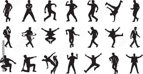 Foto 20 Urban Handsome Male Dance Silhouettes - Street & Hip-Hop Style Vector