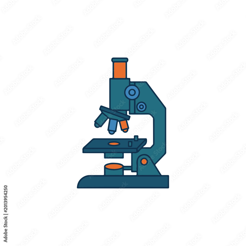 Fototapeta premium Modern Microscope Icon Flat Design
