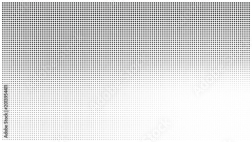 Wide horizontal halftone dot pattern with a bright section in the middle black and white dot matrix halftone