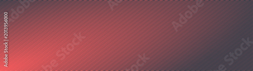 Canvas Print Diagonal lines halftone pattern elliptical corner gradient structure ultra wide 32:9 aspect ratio red black vector abstract background