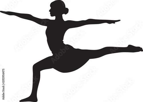 Schilderij op canvas Silhouette of a woman in a dynamic ballet dance pose isolated on white backgroun