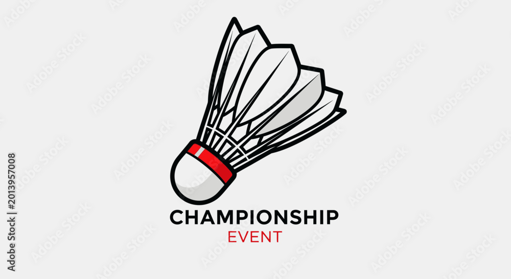 Fototapeta premium Badminton Championship Event Emblem: Clean Minimalist Design for Sports Competitions Logo