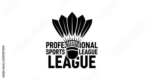 Badminton League Logo: Professional Sports Brand Emblem with a Classic Silhouette Design