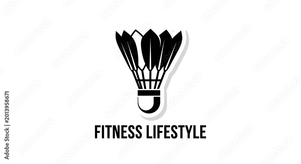 Fototapeta premium Badminton Shuttlecock Artwork Featuring Fitness and Lifestyle Themes in Monochromatic Style