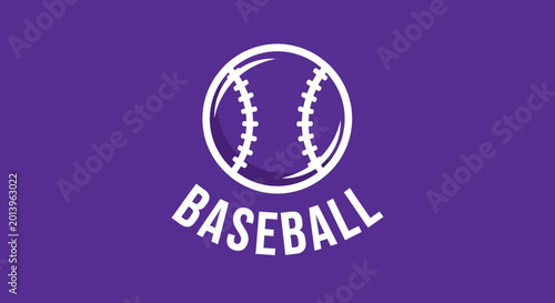 Baseball Sign With Ball Icon Design Purple Background, Athletic Sports Logo Concept