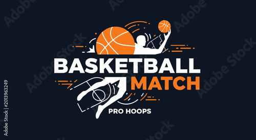 Basketball Match Graphic Design for Professional Hoops Sporting Event Promotion