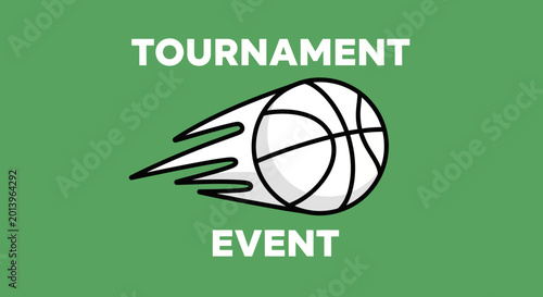 Basketball Tournament Event Logo Displayed With a Dynamic Fast Moving Ball