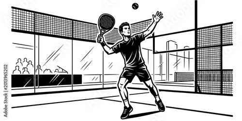 Tableau sur toile Padel Sport Athlete Silhouette Graphic