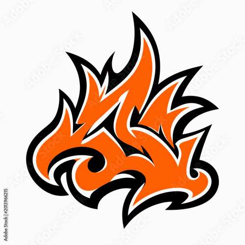Flame graffiti logo, abstract fire tag style