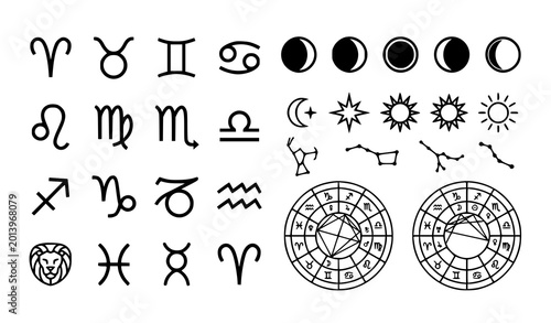 Fotografía Zodiac signs and astrology symbols