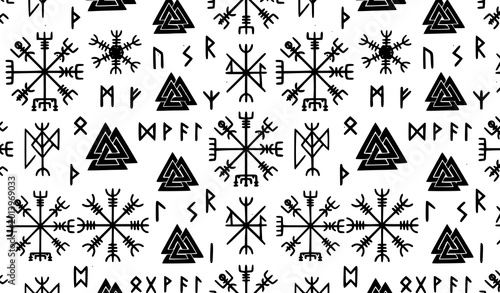 Obraz na płótnie Viking nordic runes pattern