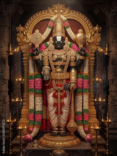  Traditional Hindu Temple Art Inspired by Venkateswara Idol