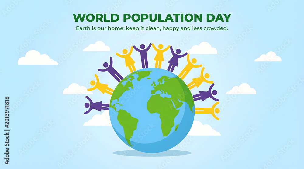 Naklejka premium World population day, people around the globe