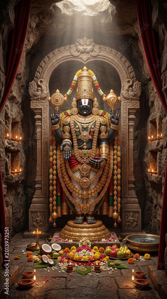 Fototapeta premium Traditional Hindu Temple Art Inspired by Venkateswara Idol