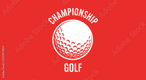 Championship Golf Logo Design on Red Background, a Sporting Icon for Apparel
