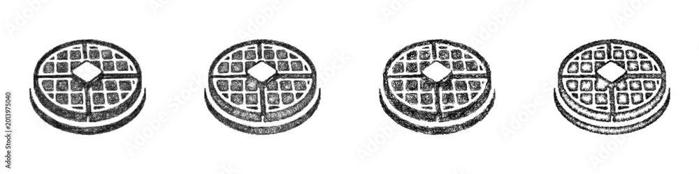 Naklejka premium Sketch waffles icon design set