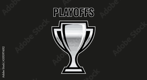 Championship Trophy Symbolizing Playoffs on Black Backdrop with Winning and Celebration