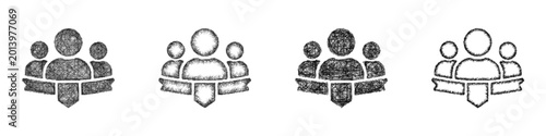 Fotografi Sketch multiplayer quest icon design set