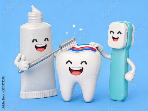 Smiling Tooth Brushed with Toothpaste