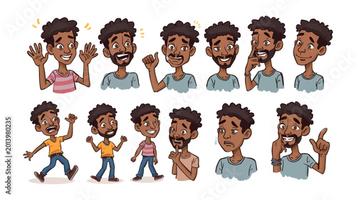 Εκτύπωση καμβά Emotional Spectrum: A collection of various expressions, captured in a series of animated illustrations depicting diverse emotions across a spectrum of situations