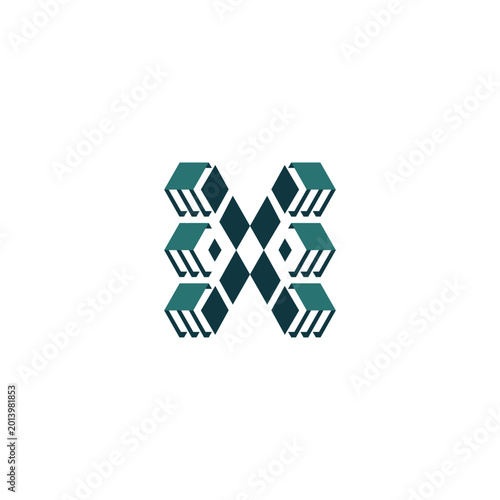 Green and white geometric shapes logo.