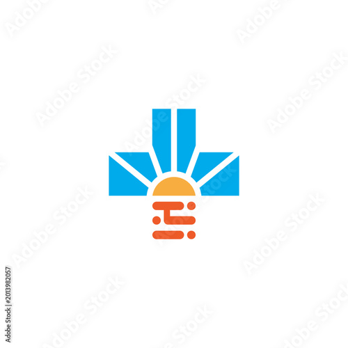 Light Bulb Icon With Blue Rays.
