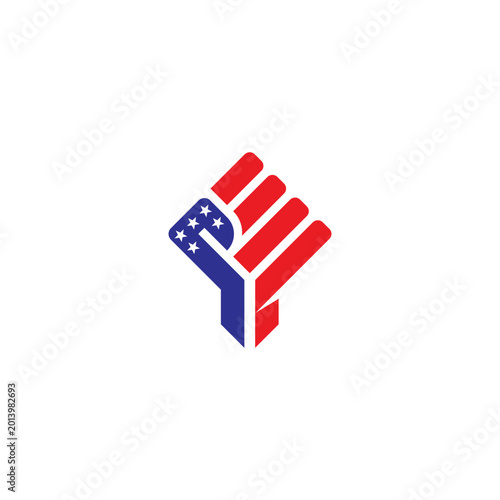 American fist hand gesture logo.